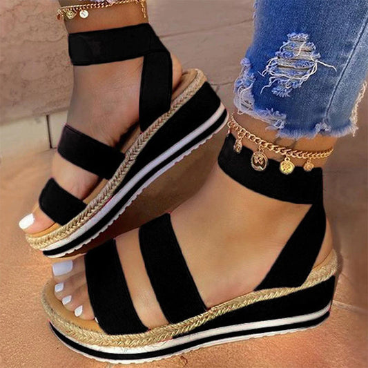 Platform Wedge Heel Color Matching Ladies Sandals