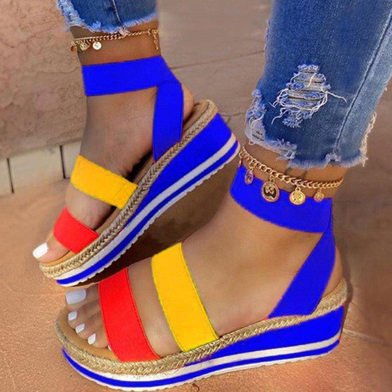 Platform Wedge Heel Color Matching Ladies Sandals