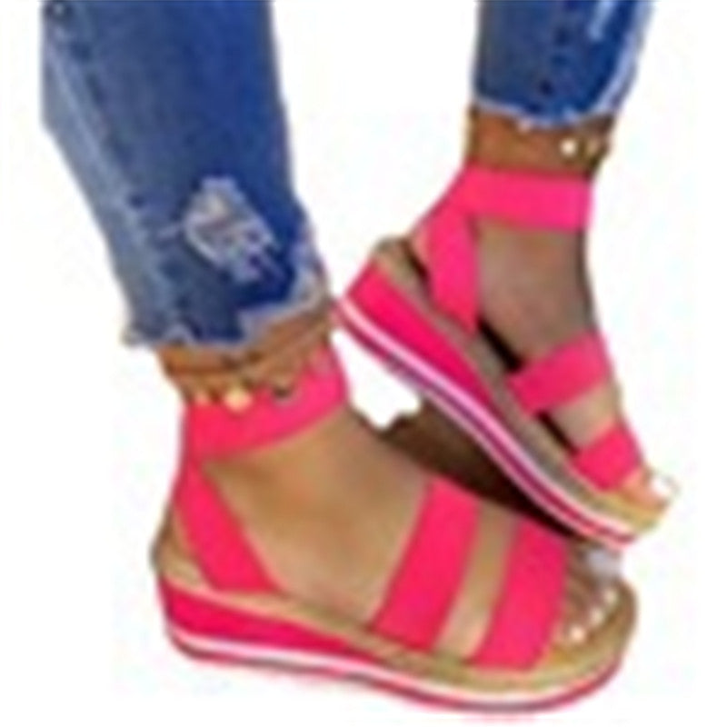 Platform Wedge Heel Color Matching Ladies Sandals