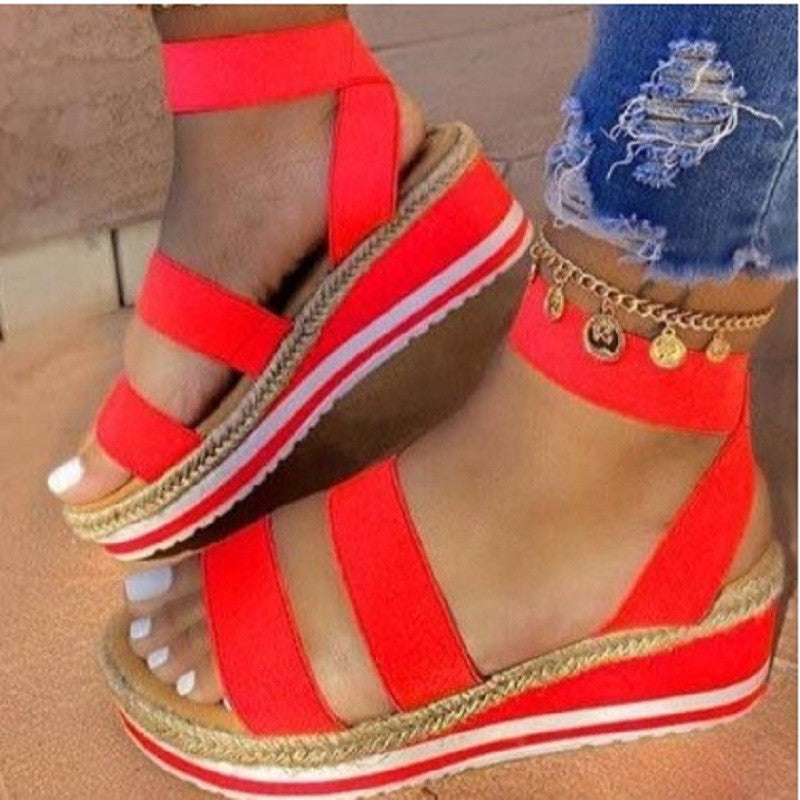 Platform Wedge Heel Color Matching Ladies Sandals