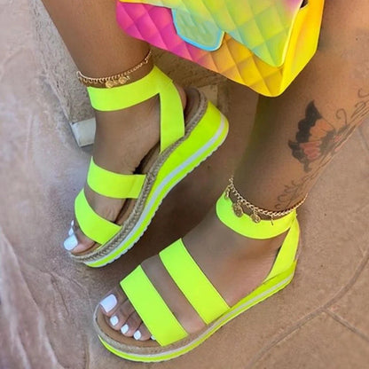Platform Wedge Heel Color Matching Ladies Sandals