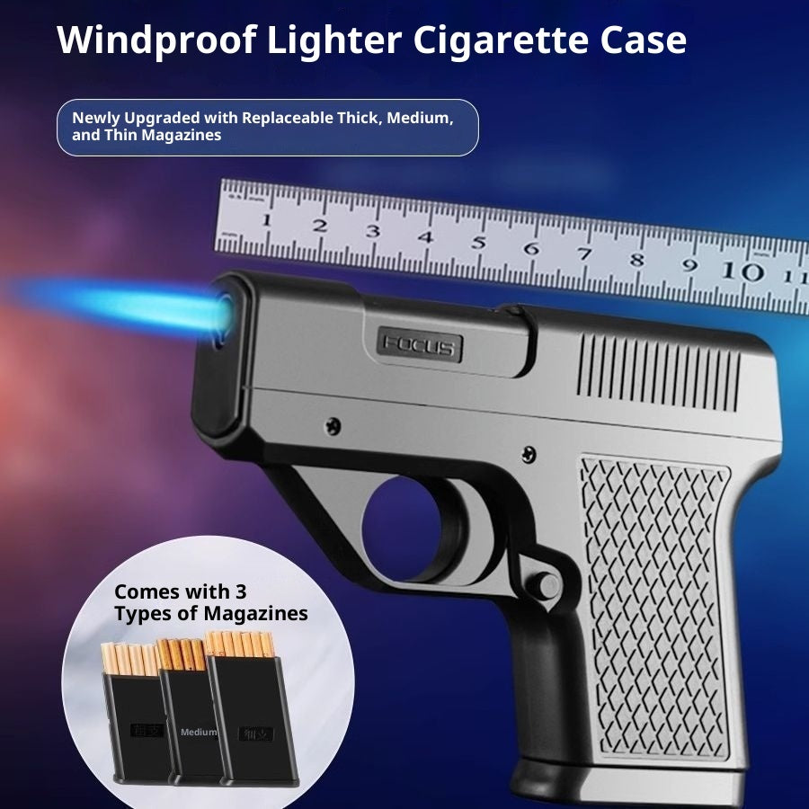 Gun-type Windproof Gas Lighters Cigarette Case
