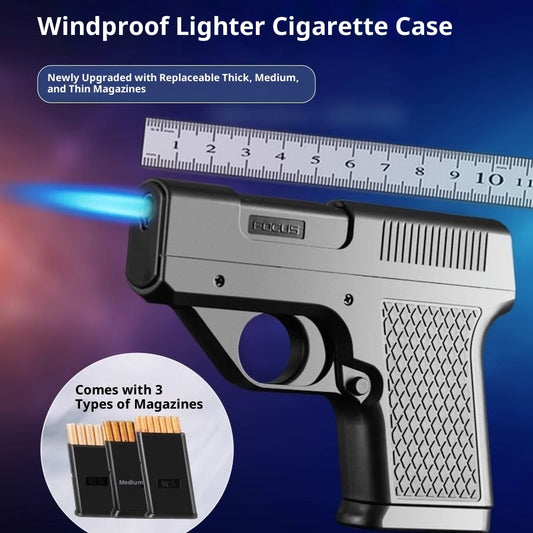 Gun-type Windproof Gas Lighters Cigarette Case